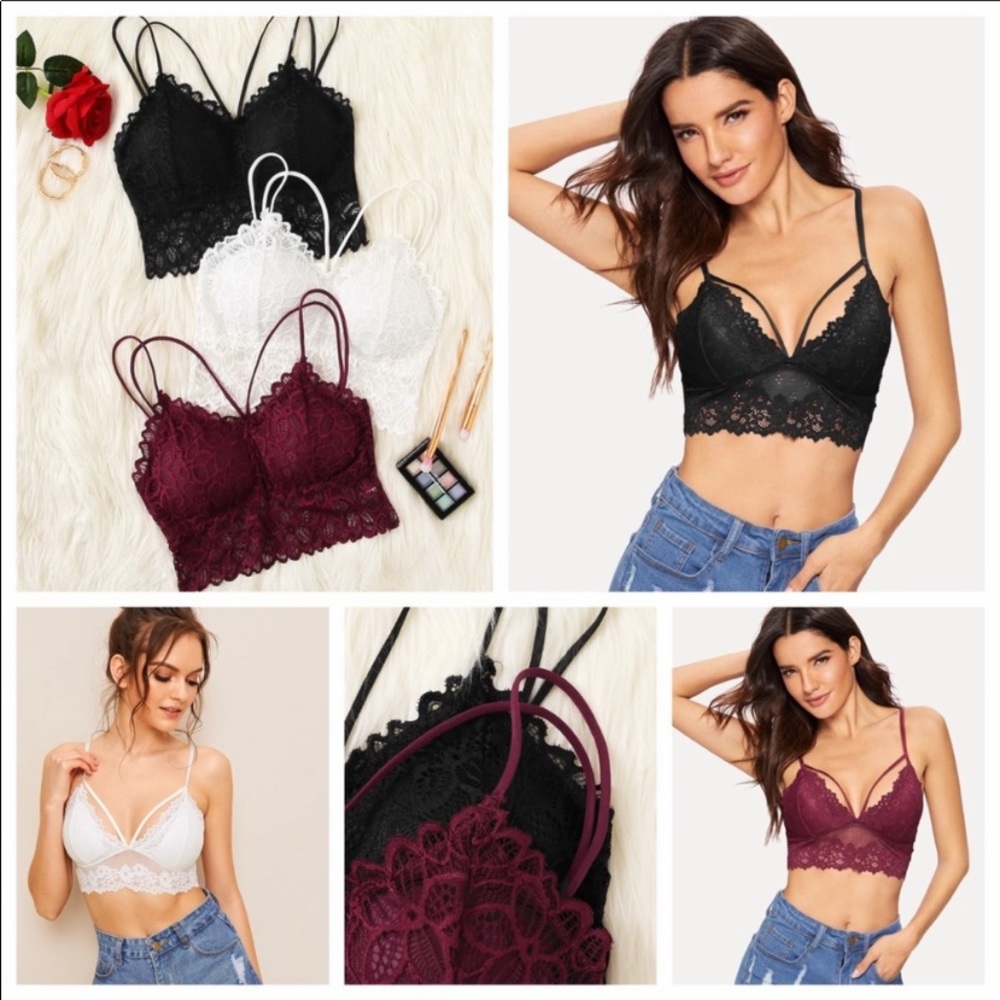 FLASH SALE🆕Sexy Lace Bralettes Red, White & Black - Picture 1 of 6